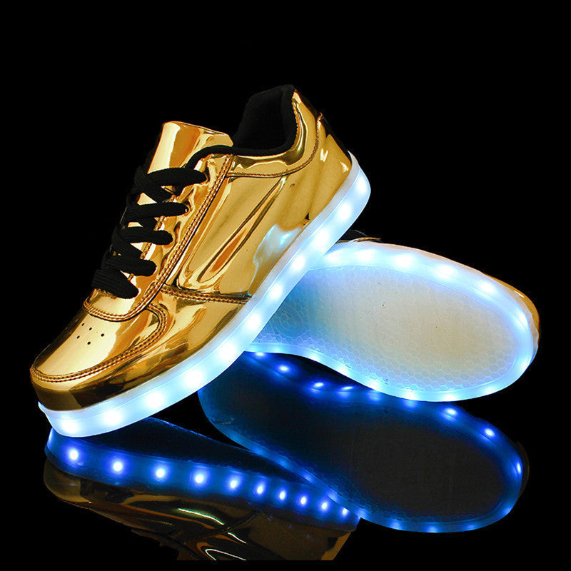 Merkmak Hot Sale Golden Silver Big Size 46 Led Shoes Men Glowing Cool Light  Flat Shoes High-top Light up Boots for Adults | Light up sneakers, Led shoes,  Light up shoes